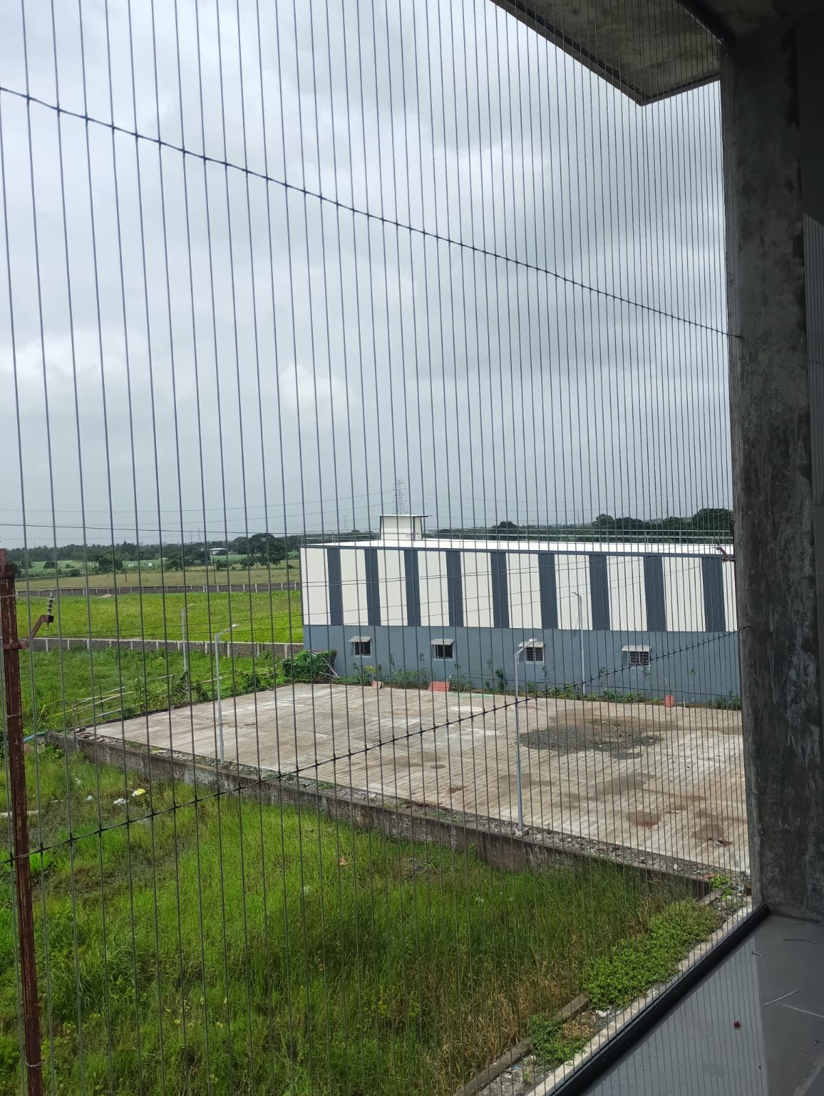 Bird net installation on building